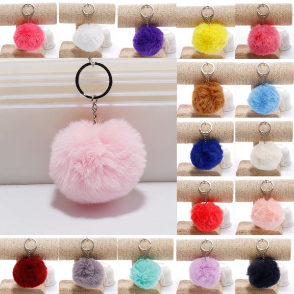 

kimter fluffy ball key ring pom poms keychain faux rabbit fur pompom keyring for girls women accessories dhl h601q f, Slivery;golden