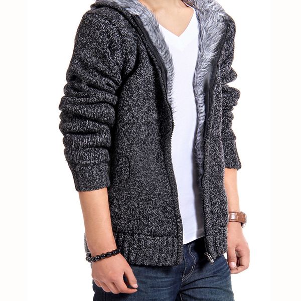 

Acrylic Fur Inside Thick Autumn & Winter Warm Jackets Hoodies Hodded Men's Casual Thick Hot Sale Sweatshirt 179