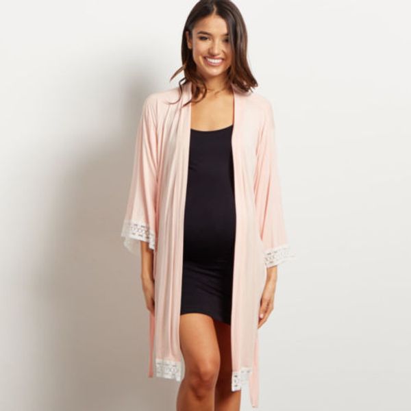 

autumn new women lady pregnant maternity robes pajamas nightdress nurse soft sleepwear nigthwear lace dress fashion plus size, Black;red