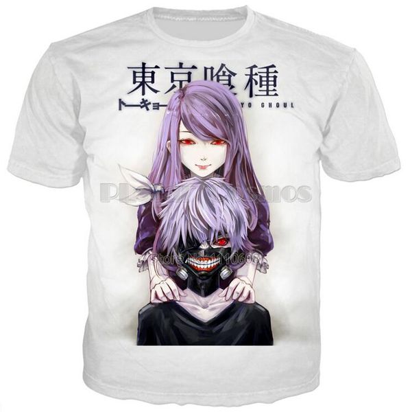 

2018 fashion women/men anime tokyo ghoul funny 3d print casual short sleeve t- shirt xtxs020, White;black