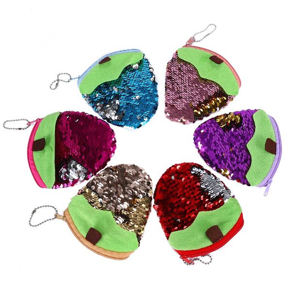 

sequines женщины портмоне карманный кошелек мини-клатч симпатичные клубника карты держатель key case мешок денег сумка для детей подарок бум, Red;black