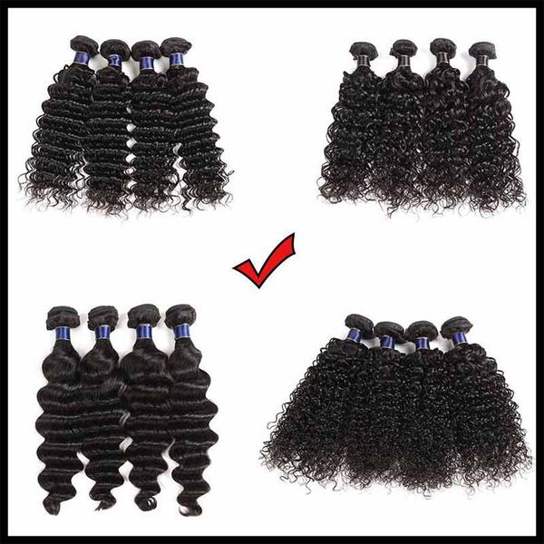 

9a mink brazilian deep wave remy hair 100% unprocessed brazilian virgin human hair weave 3/4 bundles lot, Black