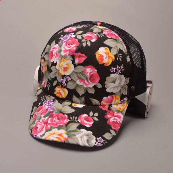 

2017 summer new women lace casual net cap trucker hat snapback female mom has summer rose flower black mesh hat, Blue;gray