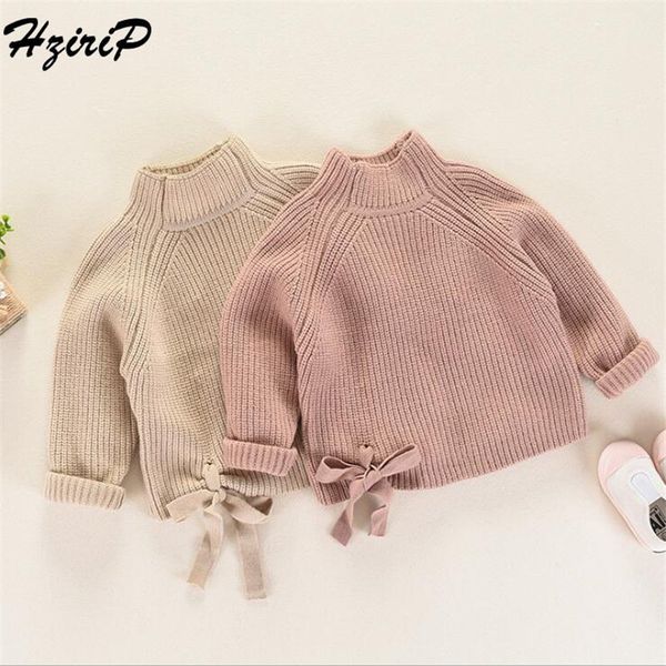 

hzirip baby 2018 new autumn winter sweater comfortable long sleeve solid kids girls clothing 2 colors cotton pullover bow, Blue
