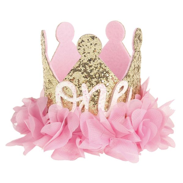 

sirenxi 2018 new sweet princess baby girl flower glitter crown headband 1/2st birthday party hat party hairband hair accessories, Slivery;white