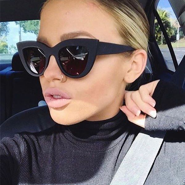 

vestey new women cat eye sunglasses matt black 2018 brand designer cateye sun glasses for female clout goggles uv400 oculos, White;black