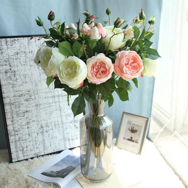

diy artificial roses flower bouquet silk decorative flower l background wall decor 5pcs diy road led wedding flower bouquet