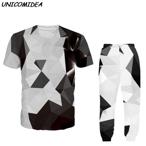 Compre Hombres Geometricos Conjuntos Negro Blanco 3d Pantalones De