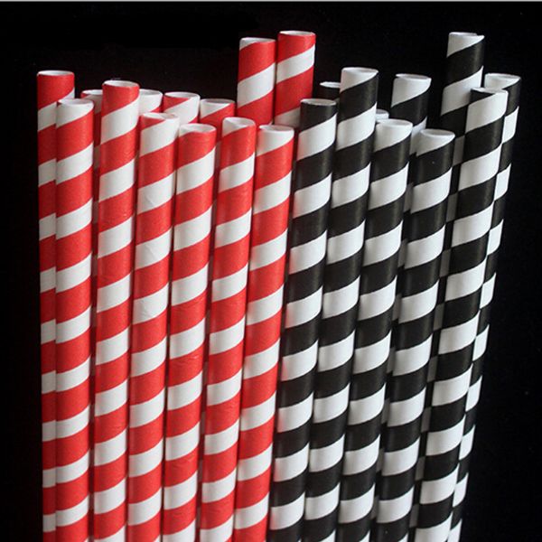 

drinking straws hard milk large straw 8 mm disposable paper thick straw black stripe degradable 100 pieces/lot