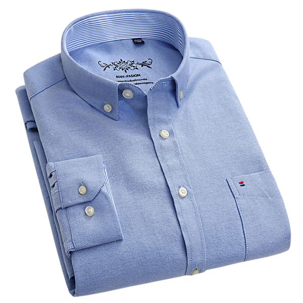 

new 2018 spring men casual shirts fashion patchwork collar button-up long sleeve solid color men oxford dress shirt, White;black