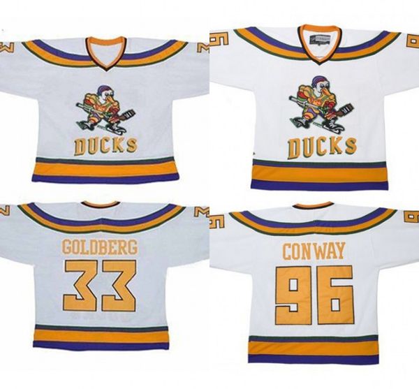 

33 Greg Goldberg Jersey 96 Charlie Conway Dean Portman 44 Fulton Reed Adam Banks 66 Gordon Bombay Mighty Ducks Hockey Jerseys Movie Jerseys
