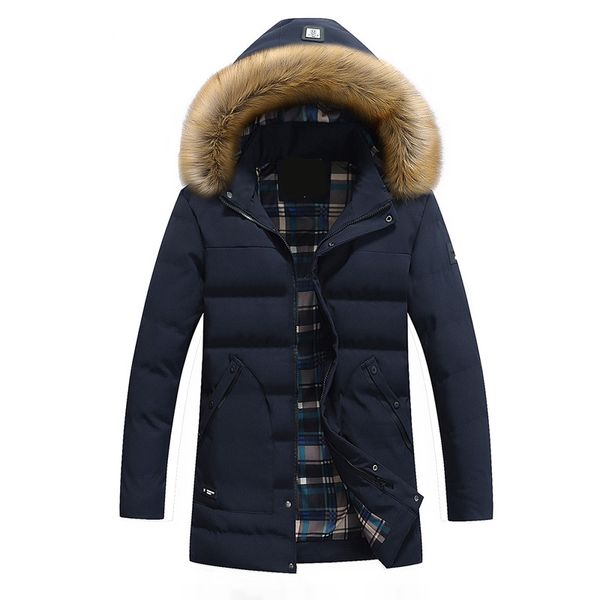 

new winter men hooded thick warm parkas coat fur collar windproof casual men clothes jacket coat, Black