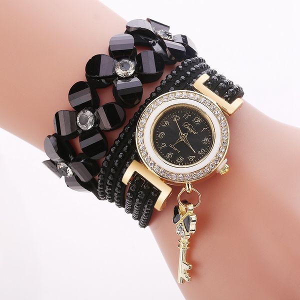 

women watches new luxury casual analog alloy quartz watch pu leather flower bracelet watches reloj mujer-30, Slivery;brown