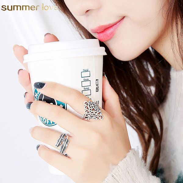 

vintage design silver unique rings hollow ring for women men graceful allergy couple's retro rings wholesale jewelry gifts, Slivery;golden