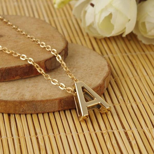 

female simple tiny necklace gold letter initials name neck choker personalized pendant for women jewelry girls birthday gifts, Golden;silver