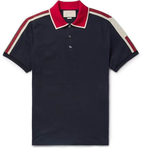 

19 men tripe logo kull polo hirt ummer fa hion cal ic clothing hort leeve ca ual olid male polo t hirt, White;black