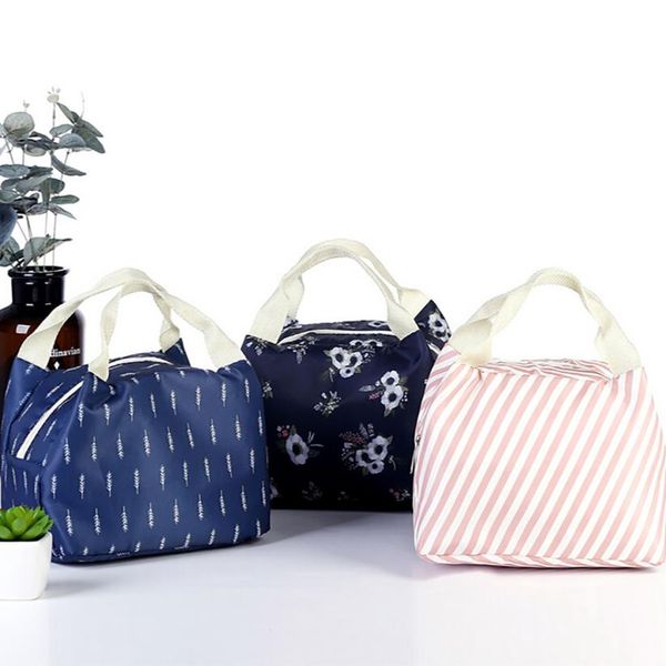 

thermal insulated lunch bag box tote cooler bag casual school work handbag bento pouch lunch container keep warm cool clutch, Blue;pink