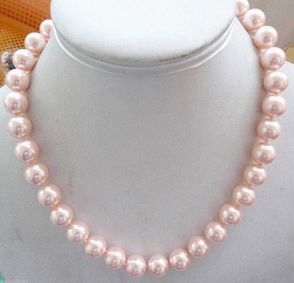 Ücretsiz shippingCharming 10mm Pembe Yuvarlak Deniz Kabuğu Inci SHELLnecklace Satış Gevşek Boncuk 18 ''