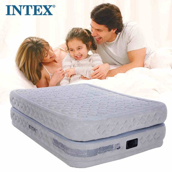 

intex new luxury double inflatable mattress double air bed thick mat built-in electric pump 64464