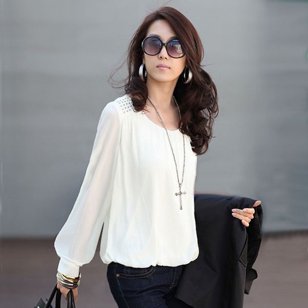 

vetement femme women blouses chiffon blouse blusas y camisas mujer white shirt women clothes chemise femme camisas femininas