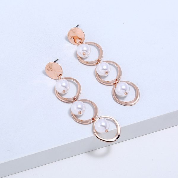 

новый высокое качество имитация жемчужные серьги круг личность розовое золото ювелирные изделия иу небольшие товары оптом, Silver