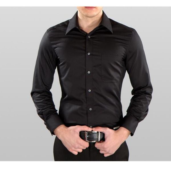

new men's self-cultivation non-iron long-sleeved shirt men's professional dress business casual shirt, White;black