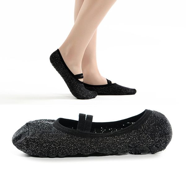 

silver wire yoga socks black anti-slip damping bandage pilates ballet socks grip women cotton dance socks g519s