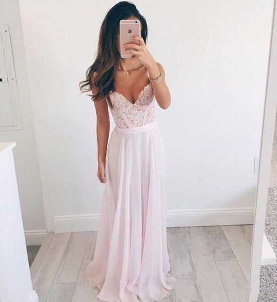 

charming spaghetti lace appliques crystal a-line evening dresses sweetheart pink chiffon prom party dresses woman evening gowns, Black;red