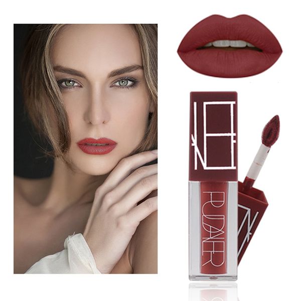 PUDAIER 5 Colori Lip Gloss Waterproof Nude Beige Rosa Rosso Mattone Colore Rossetto Lip Gloss Rossetto Liquido Opaco Durata TSLM2