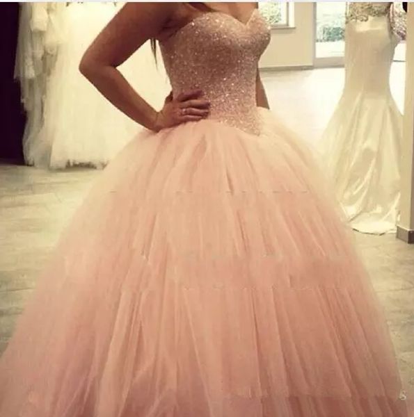 

2018 sweetheart quinceanera ball evening dress rhinestones beads tulle floor length ball gown long sweet 16 prom evening gowns q21, Blue;red