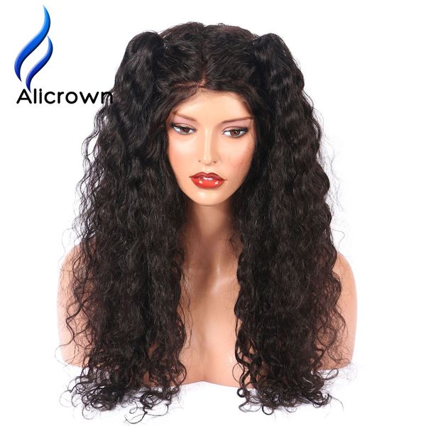 

alicrown curly lace front human hair wigs with baby hair brazilian remy wigs for black women pre-plucked bleached knots