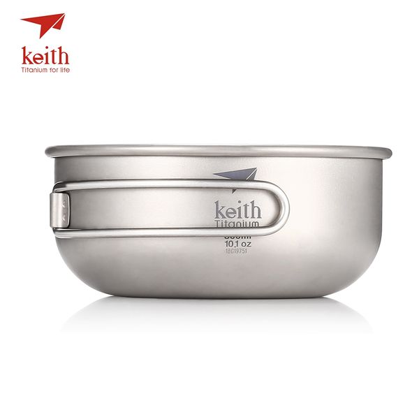 

keith outdoor tableware ultralight 300ml titanium bowl foldable handle anti-corrosion, high and low temperature resistance, good heat transf