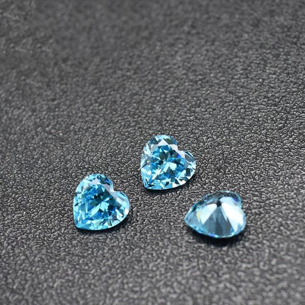 

blue aquamarine cz 200pcs/lot heart shape 4-11mm machine cut synthetic loose stones cubic zirconia for jewelry setting ing, Black