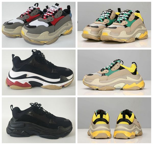 

2019 Мода Paris 17FW Triple-S Кроссовки Triple S Повседневная обувь для пап, мужская женская Беж