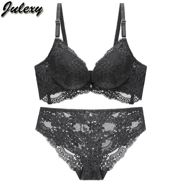 

julexy new 2018 c cup women bra set red black white intimate lace bra brief set push up underwear and panty