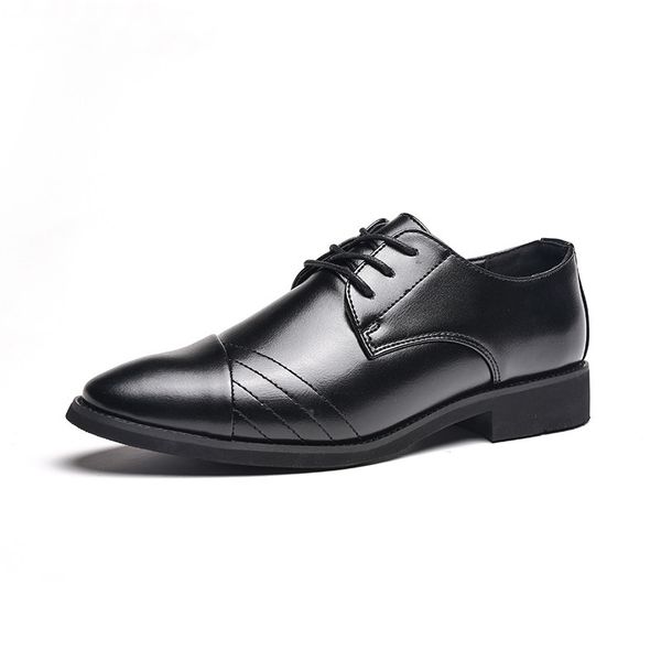 

men dress shoes formal business work soft leather pointed toe for man fashion outdoor male mens oxford flats wedding party shoes, Black