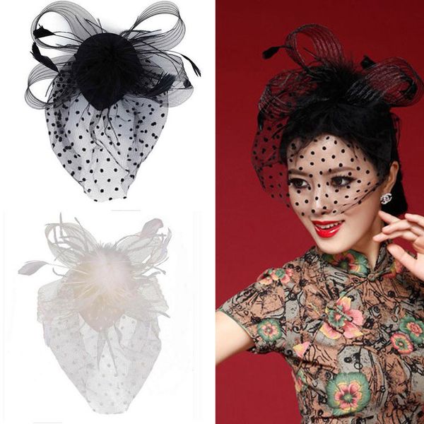 

party fascinator veil decor hair accessory feather lace hat with clip for lady