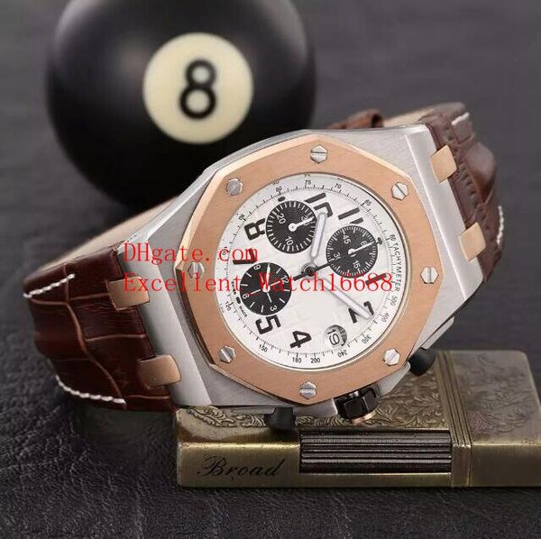 

4 стиль горячие продать модные часы 42 мм дуб оффшорный 26470st.oo.a801cr.01 18k розовое золото vk кварцевый хронограф кожаные ремешки мужск, Slivery;brown