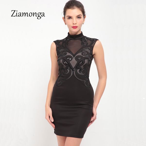

Polyester Plus Size S-XXL Mesh Patchwork Bodycon Dress Sexy Clubwear Black Sequin Dresses Party Vintage Printed Bandage Dress for Women