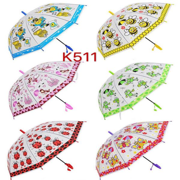

16 designs transparent cartoon children's umbrella pvc environmentally friendly children's umbrella primary school children's