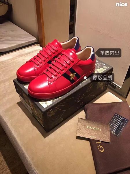 

brand designer low brand all red leather bee embroidery casual shoes fashion luxury black white brand sneakers size 36-45
