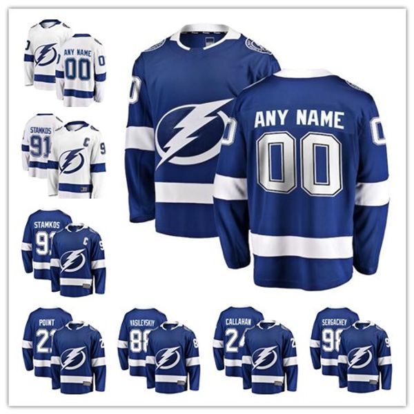 

Custom Tampa Bay Lightning Hockey Jerseys Any Name Number 27 Ryan Mcdonagh 91 Steven Stamkos 24 Ryan Callahan Kucherov 77 Hedman mens hockey