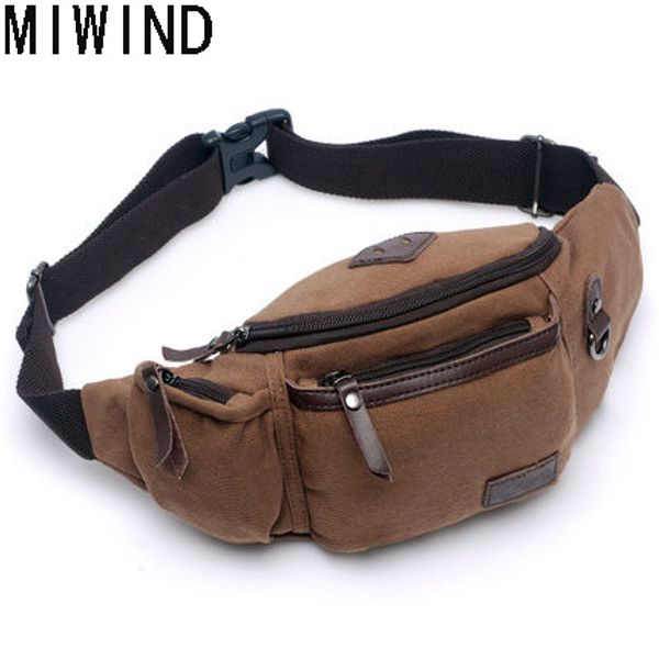 

miwind men vintage canvas waist pack fanny pack belt bag casual brand hip money handbag belt sy1104