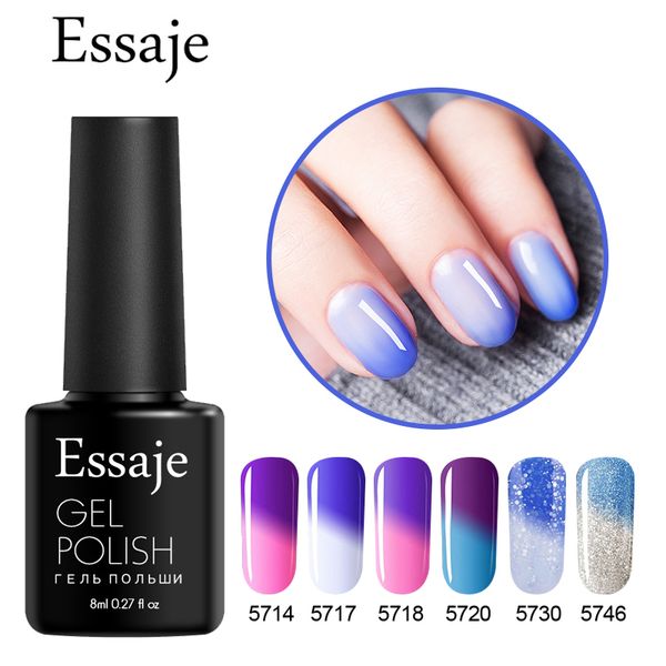 

essaje semi permanent magic gel nail polish temperature gel nail art set thermal uv lacquer chameleon change hybrid varnish, Red;pink