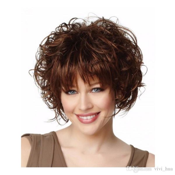 

the new short blonde kinky curly wigs suitable for white women synthetic hair high heat fiber pelucas pelo natural perruque perucas xt816, Black