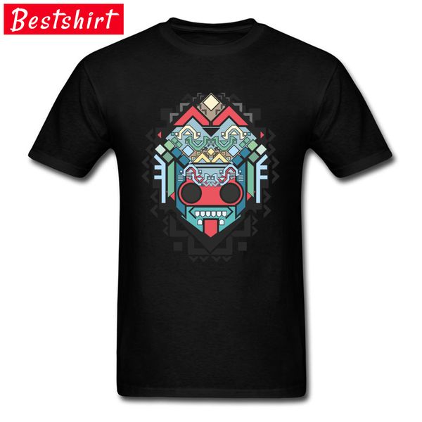 

men o-neck & tees summer 100% cotton fabric comfortbale t-shirts printed abstract geometric colored inca art clothing shirt, White;black