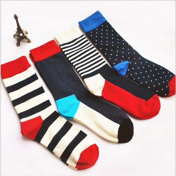 

lionzone 4pairs/lot brand happy socks men&women neutral stripes design casual harajuku dress business socks chaussette homme, Black