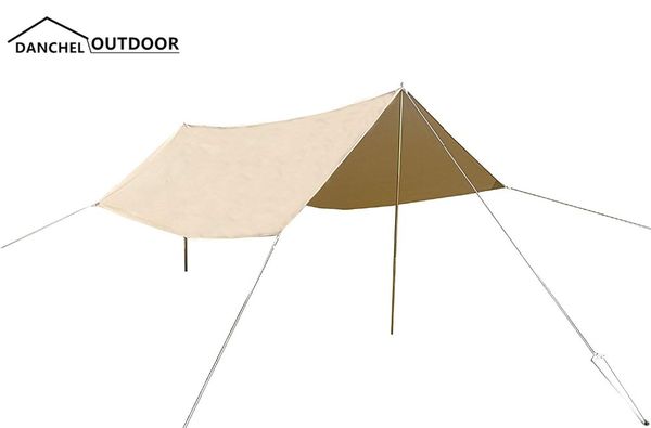 

sun shade awning 3x4m waterproof cotton canvas fabric sun shade shelter with pole for bell tents, color khaki