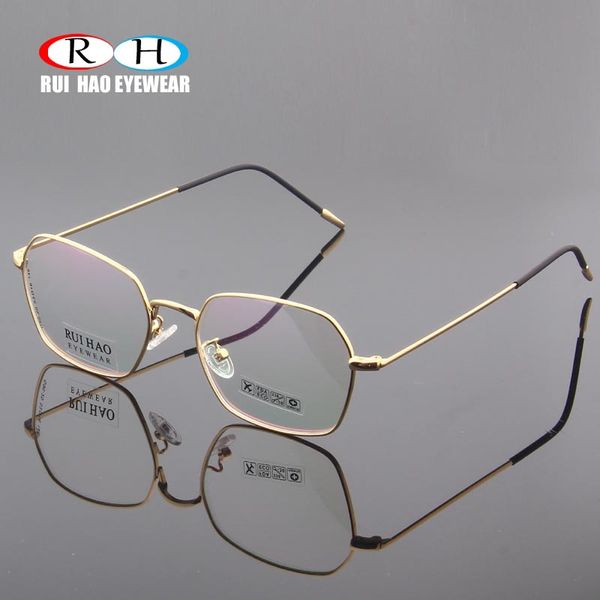 

rui hao eyewear retro eyeglasses frame polygonal glasses frames men optical prescription spectacles design brand eyeglasses, Silver