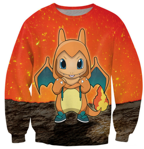 

new fashion women/men japanese anime fire starter harauku style funny 3d printed crewneck sweatshirts hoodies k113, Black